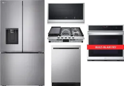 5 Piece Package Includes Refrigerator, Cooktop, Wall Oven, Microwave And Dishwasher