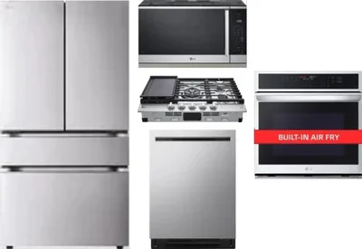 5 Piece Package Includes Refrigerator, Cooktop, Wall Oven, Microwave And Dishwasher