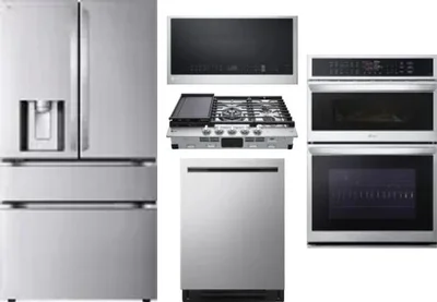 5 Piece Package Includes Refrigerator, Cooktop, Wall Oven, Microwave And Dishwasher