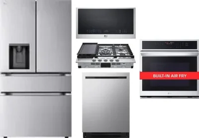 5 Piece Package Includes Refrigerator, Cooktop, Wall Oven, Microwave And Dishwasher