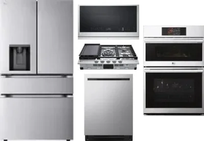 5 Piece Package Includes Refrigerator, Cooktop, Wall Oven, Microwave And Dishwasher
