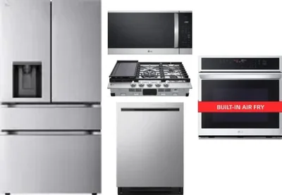 5 Piece Package Includes Refrigerator, Cooktop, Wall Oven, Microwave And Dishwasher