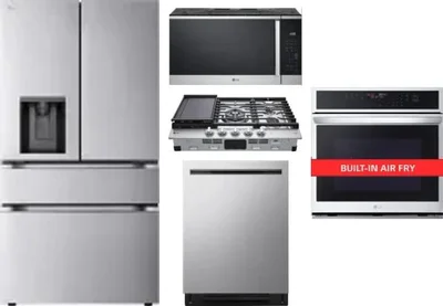 5 Piece Package Includes Refrigerator, Cooktop, Wall Oven, Microwave And Dishwasher