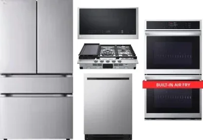 5 Piece Package Includes Refrigerator, Cooktop, Wall Oven, Microwave And Dishwasher