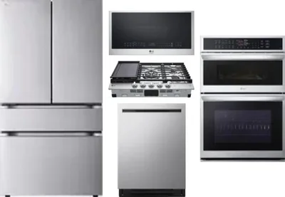 5 Piece Package Includes Refrigerator, Cooktop, Wall Oven, Microwave And Dishwasher