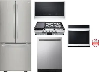 5 Piece Package Includes Refrigerator, Cooktop, Wall Oven, Microwave And Dishwasher