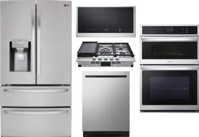 5 Piece Package Includes Refrigerator, Cooktop, Wall Oven, Microwave And Dishwasher