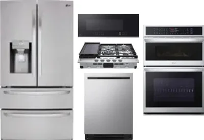 5 Piece Package Includes Refrigerator, Cooktop, Wall Oven, Microwave And Dishwasher