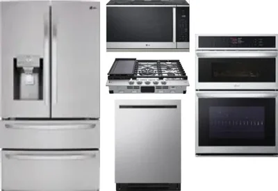 5 Piece Package Includes Refrigerator, Cooktop, Wall Oven, Microwave And Dishwasher