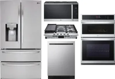 5 Piece Package Includes Refrigerator, Cooktop, Wall Oven, Microwave And Dishwasher