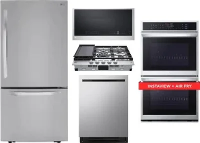 5 Piece Package Includes Refrigerator, Cooktop, Wall Oven, Microwave And Dishwasher