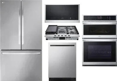 5 Piece Package Includes Refrigerator, Cooktop, Wall Oven, Microwave And Dishwasher