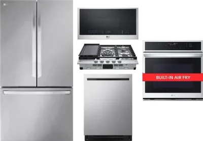 5 Piece Package Includes Refrigerator, Cooktop, Wall Oven, Microwave And Dishwasher