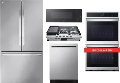 5 Piece Package Includes Refrigerator, Cooktop, Wall Oven, Microwave And Dishwasher