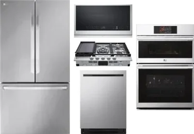 5 Piece Package Includes Refrigerator, Cooktop, Wall Oven, Microwave And Dishwasher