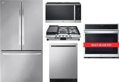 5 Piece Package Includes Refrigerator, Cooktop, Wall Oven, Microwave And Dishwasher