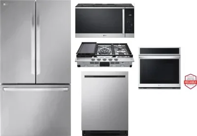 5 Piece Package Includes Refrigerator, Cooktop, Wall Oven, Microwave And Dishwasher