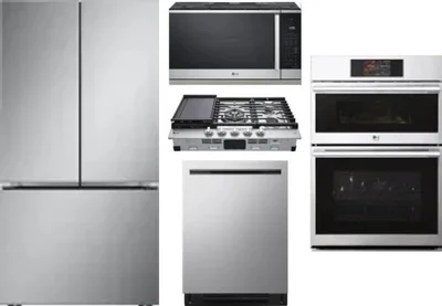 5 Piece Package Includes Refrigerator, Cooktop, Wall Oven, Microwave And Dishwasher