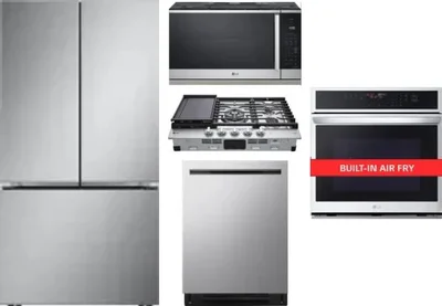 5 Piece Package Includes Refrigerator, Cooktop, Wall Oven, Microwave And Dishwasher