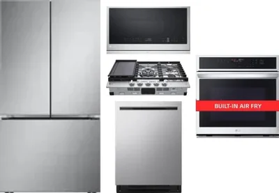 5 Piece Package Includes Refrigerator, Cooktop, Wall Oven, Microwave And Dishwasher