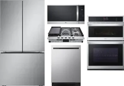 5 Piece Package Includes Refrigerator, Cooktop, Wall Oven, Microwave And Dishwasher
