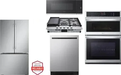 5 Piece Package Includes Refrigerator, Cooktop, Wall Oven, Microwave And Dishwasher