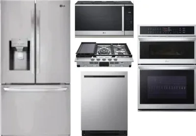 5 Piece Package Includes Refrigerator, Cooktop, Wall Oven, Microwave And Dishwasher