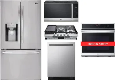 5 Piece Package Includes Refrigerator, Cooktop, Wall Oven, Microwave And Dishwasher