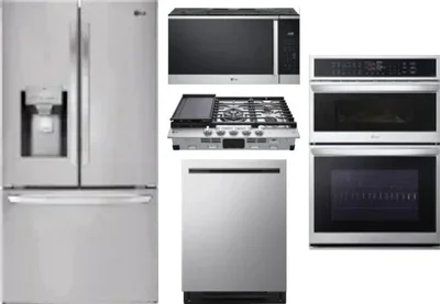 5 Piece Package Includes Refrigerator, Cooktop, Wall Oven, Microwave And Dishwasher