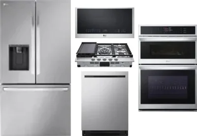 5 Piece Package Includes Refrigerator, Cooktop, Wall Oven, Microwave And Dishwasher