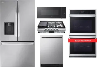 5 Piece Package Includes Refrigerator, Cooktop, Wall Oven, Microwave And Dishwasher