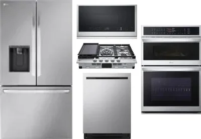 5 Piece Package Includes Refrigerator, Cooktop, Wall Oven, Microwave And Dishwasher