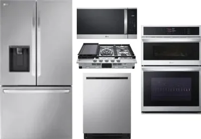 5 Piece Package Includes Refrigerator, Cooktop, Wall Oven, Microwave And Dishwasher