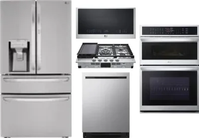5 Piece Package Includes Refrigerator, Cooktop, Wall Oven, Microwave And Dishwasher