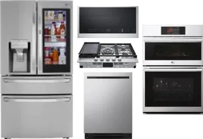5 Piece Package Includes Refrigerator, Cooktop, Wall Oven, Microwave And Dishwasher