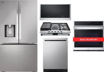 5 Piece Package Includes Refrigerator, Cooktop, Wall Oven, Microwave And Dishwasher
