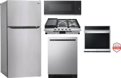 5 Piece Package Includes Refrigerator, Cooktop, Wall Oven, Microwave And Dishwasher