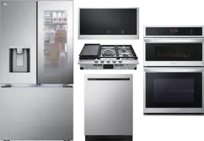 5 Piece Package Includes Refrigerator, Cooktop, Wall Oven, Microwave And Dishwasher