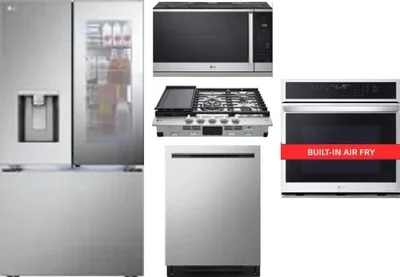 5 Piece Package Includes Refrigerator, Cooktop, Wall Oven, Microwave And Dishwasher