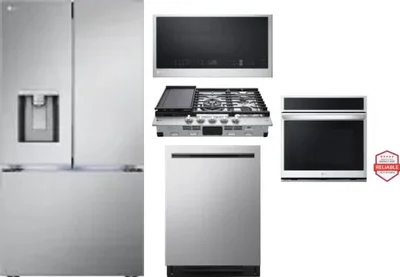 5 Piece Package Includes Refrigerator, Cooktop, Wall Oven, Microwave And Dishwasher