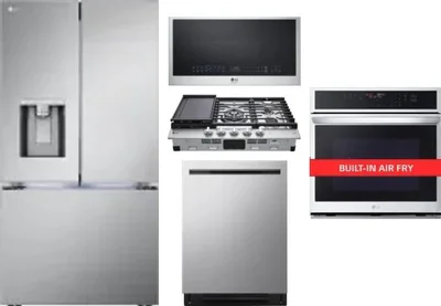 5 Piece Package Includes Refrigerator, Cooktop, Wall Oven, Microwave And Dishwasher