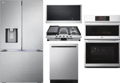 5 Piece Package Includes Refrigerator, Cooktop, Wall Oven, Microwave And Dishwasher