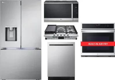 5 Piece Package Includes Refrigerator, Cooktop, Wall Oven, Microwave And Dishwasher