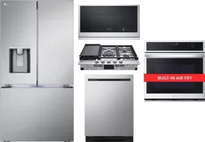 5 Piece Package Includes Refrigerator, Cooktop, Wall Oven, Microwave And Dishwasher