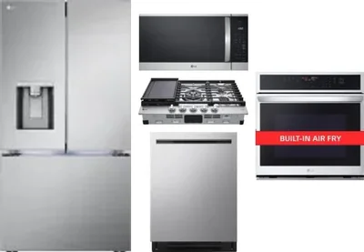 5 Piece Package Includes Refrigerator, Cooktop, Wall Oven, Microwave And Dishwasher