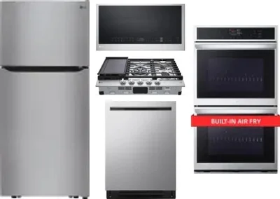 5 Piece Package Includes Refrigerator, Cooktop, Wall Oven, Microwave And Dishwasher