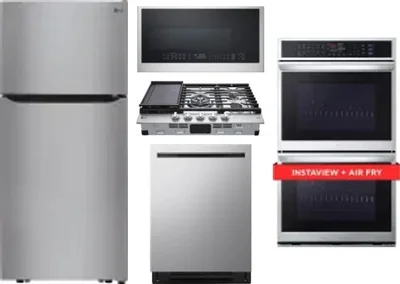 5 Piece Package Includes Refrigerator, Cooktop, Wall Oven, Microwave And Dishwasher
