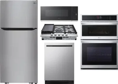 5 Piece Package Includes Refrigerator, Cooktop, Wall Oven, Microwave And Dishwasher