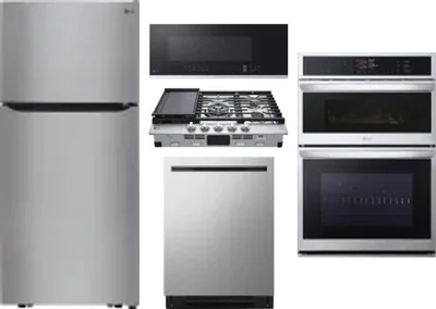 5 Piece Package Includes Refrigerator, Cooktop, Wall Oven, Microwave And Dishwasher