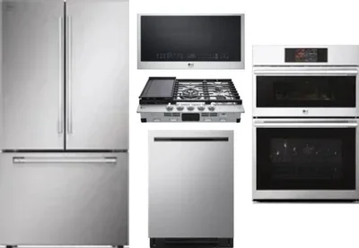 5 Piece Package Includes Refrigerator, Cooktop, Wall Oven, Microwave And Dishwasher